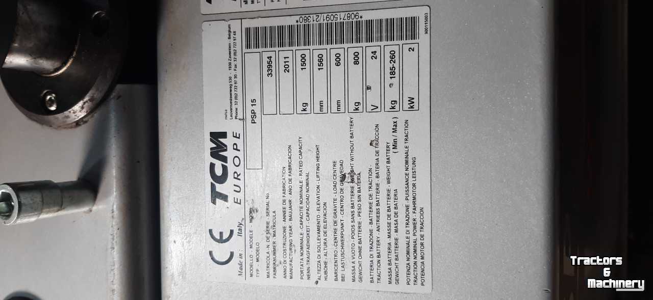 Electrical pallettruck TCM Stapelaar PSP 15
