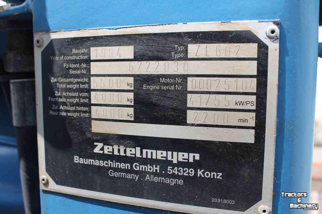 Wheelloader Zettelmeyer ZL602 shovel wiellader met bak, palletvork en puinriek Deutz motor