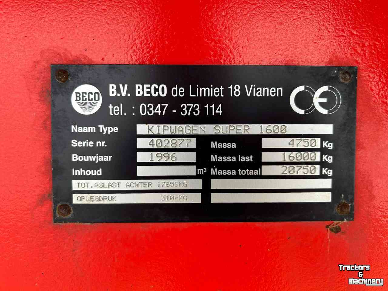 Dumptrailer Beco Super 1600